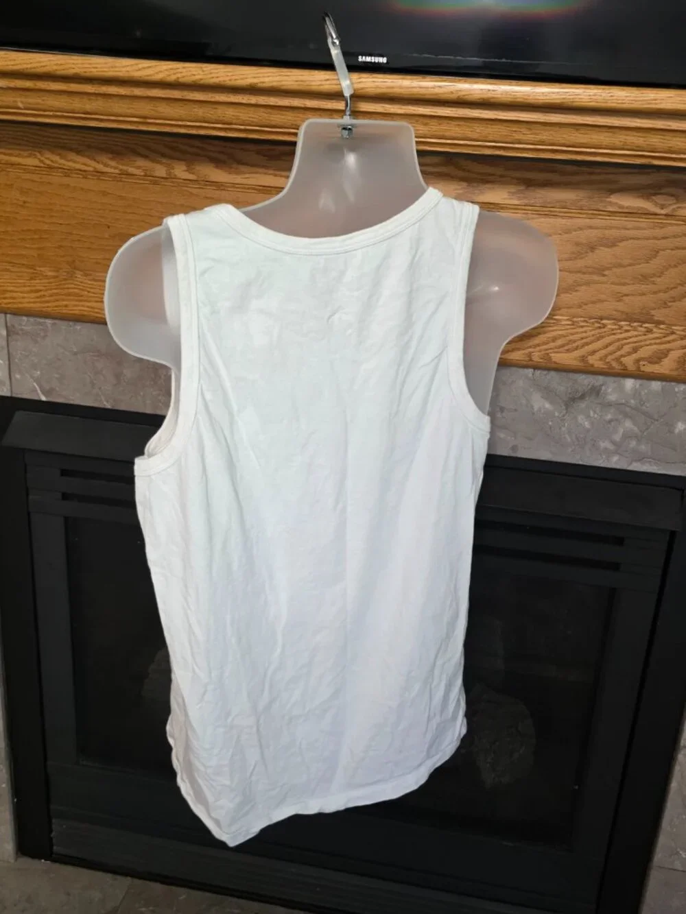 The North Face USA Flag Logo Tank Top Men’s Large White Patriotic Graphic Sleeve